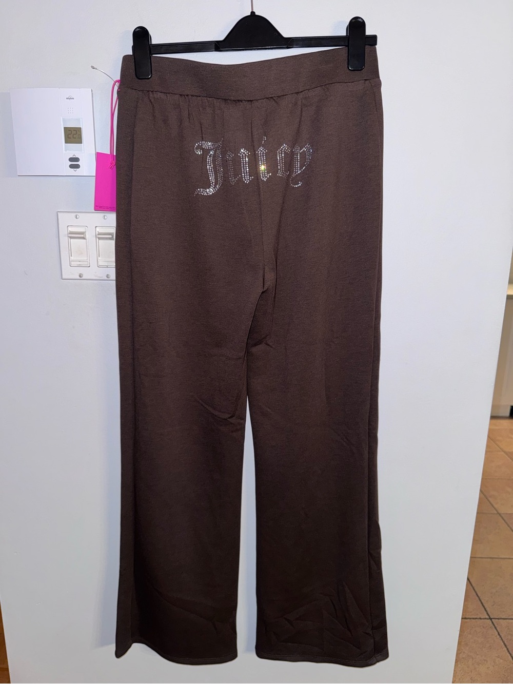Juicy Couture Sport Brown Wide-Leg Pant Leggings with Crystal on the Back